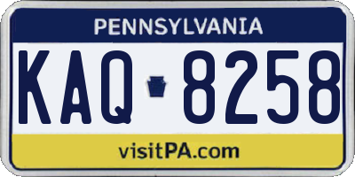 PA license plate KAQ8258