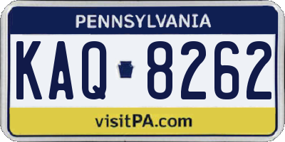 PA license plate KAQ8262