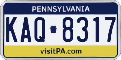 PA license plate KAQ8317