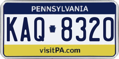 PA license plate KAQ8320