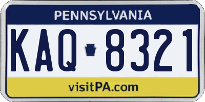 PA license plate KAQ8321