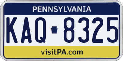 PA license plate KAQ8325