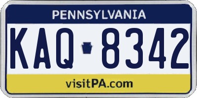 PA license plate KAQ8342