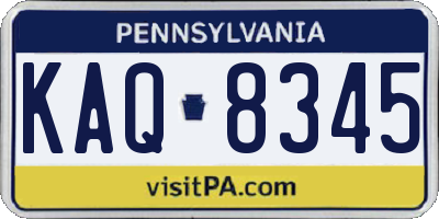PA license plate KAQ8345