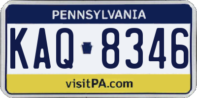 PA license plate KAQ8346