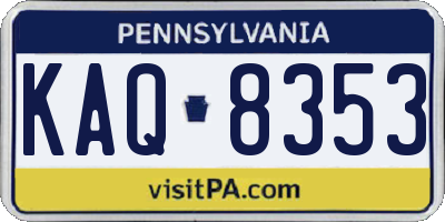 PA license plate KAQ8353