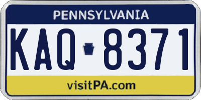 PA license plate KAQ8371
