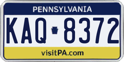 PA license plate KAQ8372
