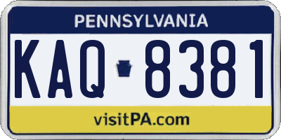 PA license plate KAQ8381
