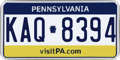 PA license plate KAQ8394