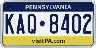PA license plate KAQ8402