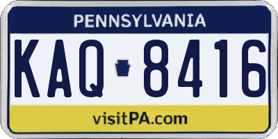 PA license plate KAQ8416
