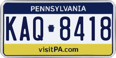 PA license plate KAQ8418