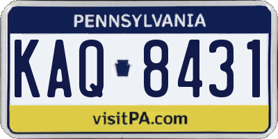 PA license plate KAQ8431