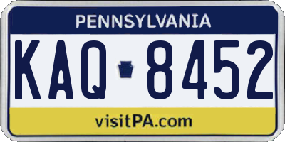 PA license plate KAQ8452