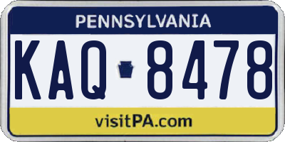 PA license plate KAQ8478