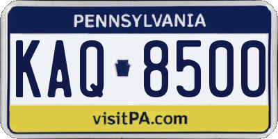 PA license plate KAQ8500