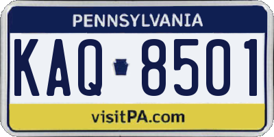 PA license plate KAQ8501