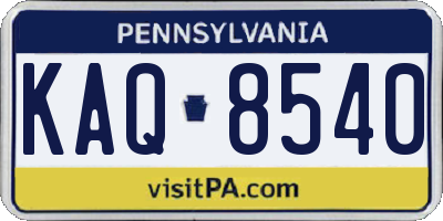 PA license plate KAQ8540