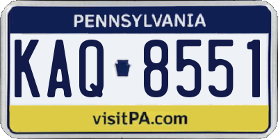 PA license plate KAQ8551