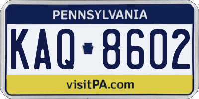 PA license plate KAQ8602
