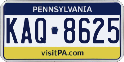 PA license plate KAQ8625