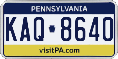 PA license plate KAQ8640