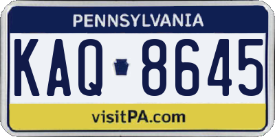 PA license plate KAQ8645