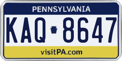 PA license plate KAQ8647