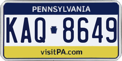 PA license plate KAQ8649