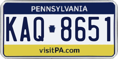 PA license plate KAQ8651