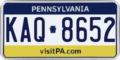 PA license plate KAQ8652