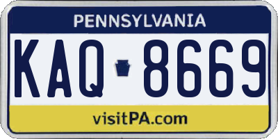 PA license plate KAQ8669