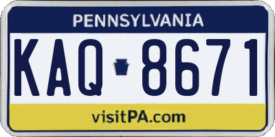 PA license plate KAQ8671