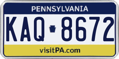 PA license plate KAQ8672