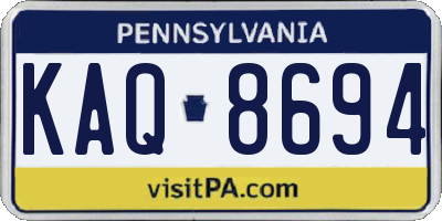PA license plate KAQ8694