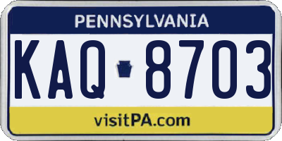 PA license plate KAQ8703