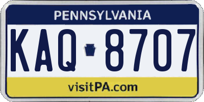 PA license plate KAQ8707