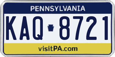 PA license plate KAQ8721