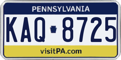 PA license plate KAQ8725