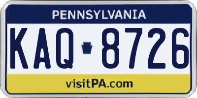 PA license plate KAQ8726
