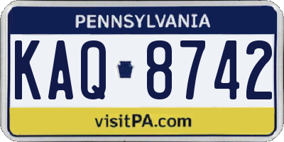 PA license plate KAQ8742