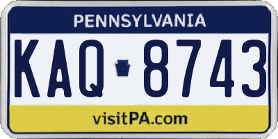 PA license plate KAQ8743