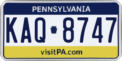 PA license plate KAQ8747