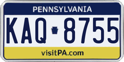 PA license plate KAQ8755