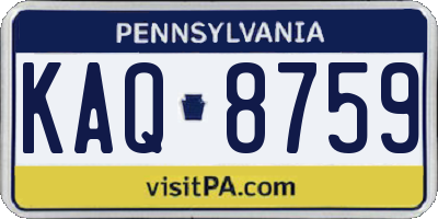 PA license plate KAQ8759