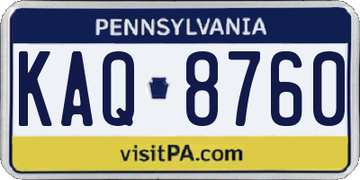 PA license plate KAQ8760