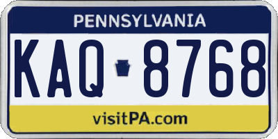 PA license plate KAQ8768
