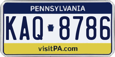 PA license plate KAQ8786
