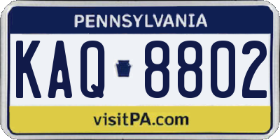 PA license plate KAQ8802